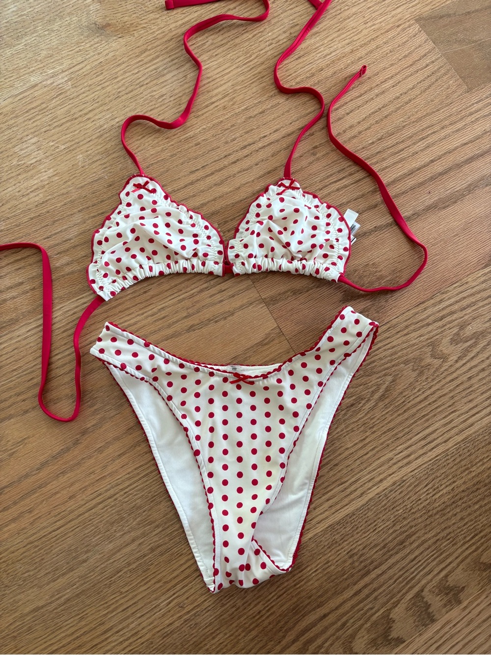 Frankie’s bikinis White & Red Polka Dot Bikini Set